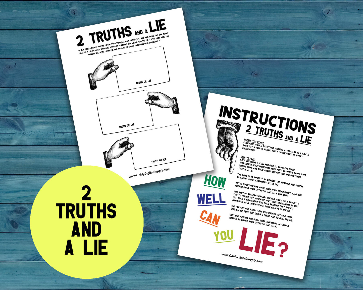 2 Truths and a Lie Printable Group Icebreaker & Team Building Activity
