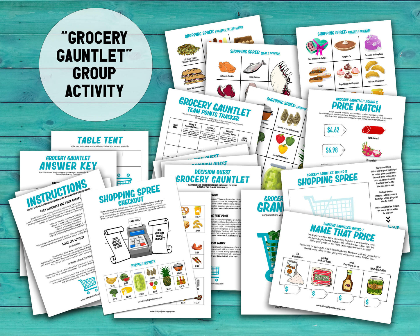 Mega Bundle of eight Decision Quest Activities for group team building. Activities in this bundle include: Zombie Apocalypse, Desert Island, Fallout Shelter, Space Mission, Alien Abduction, Covert Heist, Office Portal, and Grocery Gauntlet. Group decision making icebreaker games.