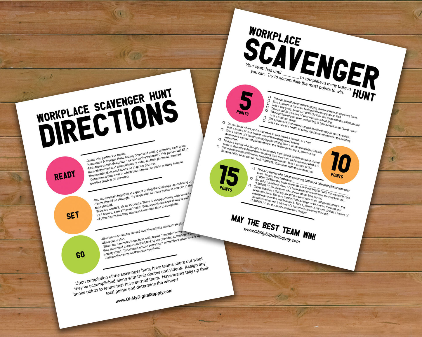 Workplace Scavenger Hunt Printables Bundle for Team Building, Icebreaker Staff Activities & Office Party Games