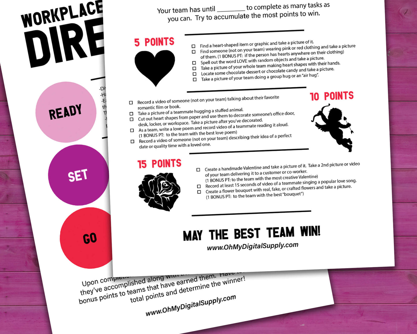 Valentine's Day Workplace Scavenger Hunt Printable Team Building Activity, Office Party Game, and Group Icebreaker