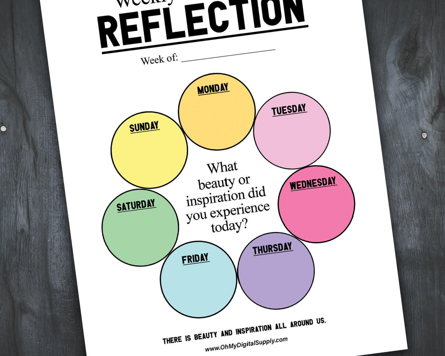 Printable Weekly & Daily Reflection & Mindfulness Prompts for Wellness Journaling