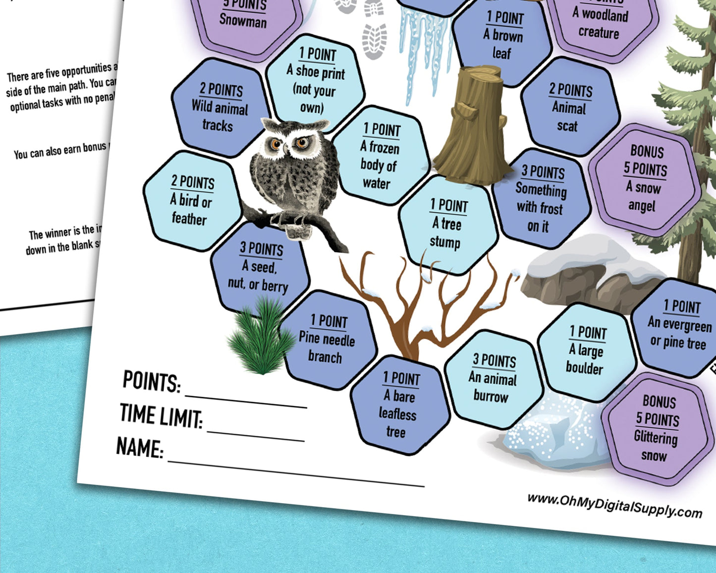 A bundle of four printable nature trek outdoor scavenger hunts for spring, summer, fall, and winter. A competitive team building activity where each spot on the worksheet has an item you need to find to earn points.