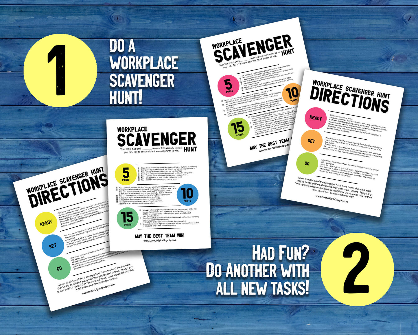 Workplace Scavenger Hunt Printables Bundle for Team Building, Icebreaker Staff Activities & Office Party Games