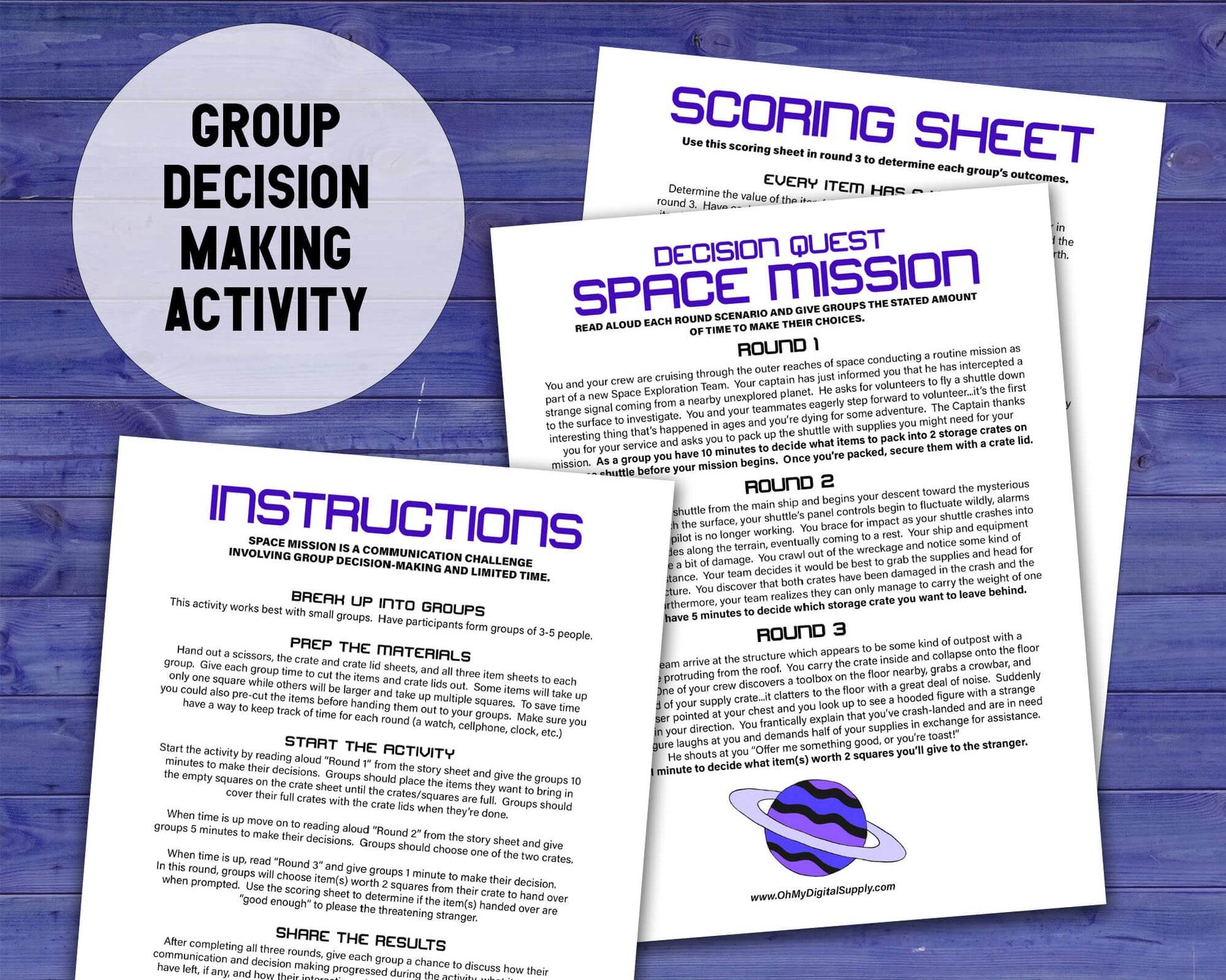 Bundle #1 of four Decision Quest Activities for group team building. Activities in this bundle include: Zombie Apocalypse, Desert Island, Fallout Shelter, and Space Mission. Group decision making icebreaker games.