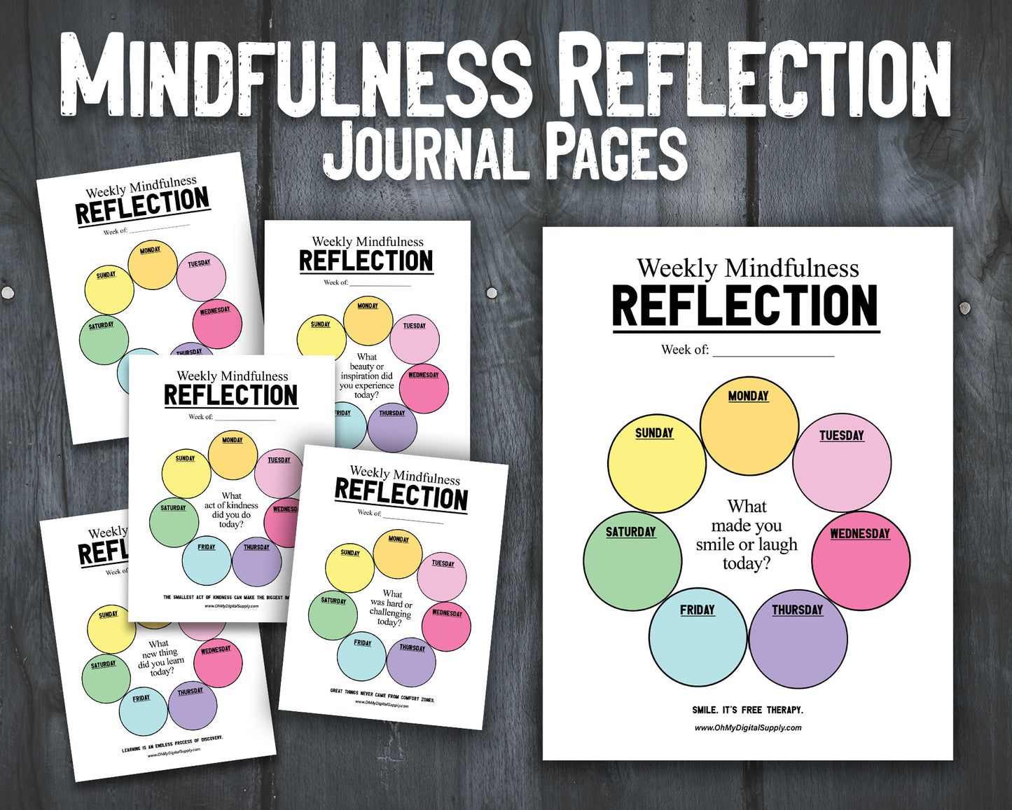 Printable Weekly & Daily Reflection & Mindfulness Prompts for Wellness Journaling