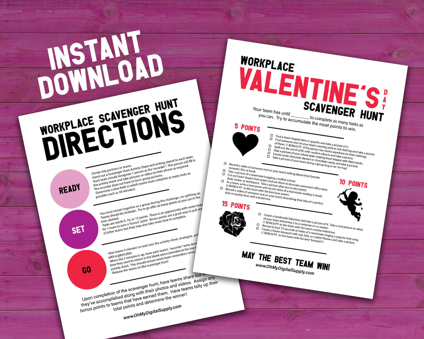 Valentine's Day Workplace Scavenger Hunt Printable Team Building Activity, Office Party Game, and Group Icebreaker