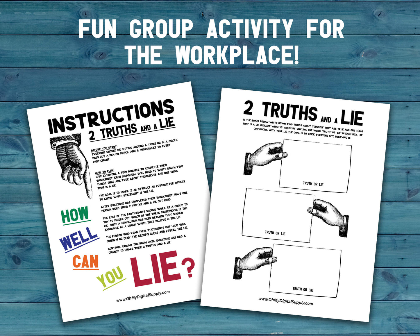 2 Truths and a Lie Printable Group Icebreaker & Team Building Activity