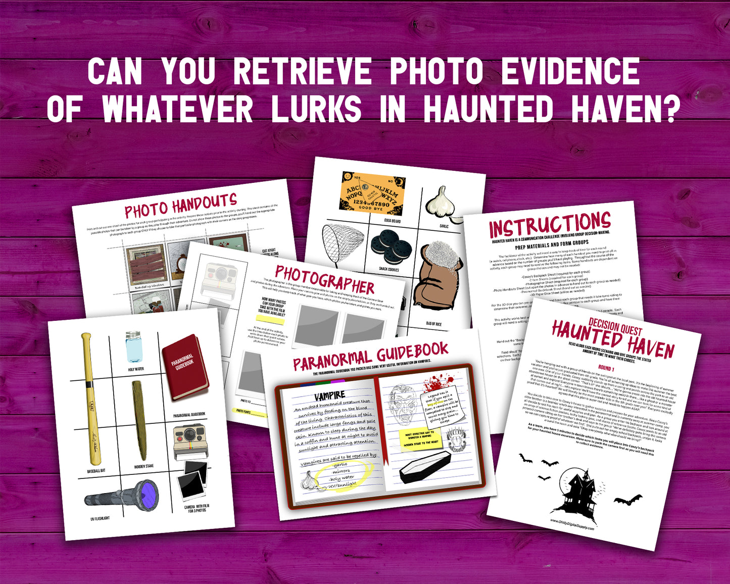 Try out this fun and spooky Haunted Haven group team building activity to get co-workers or friends communicating and making decisions against the clock. This is a great group activity for around Halloween