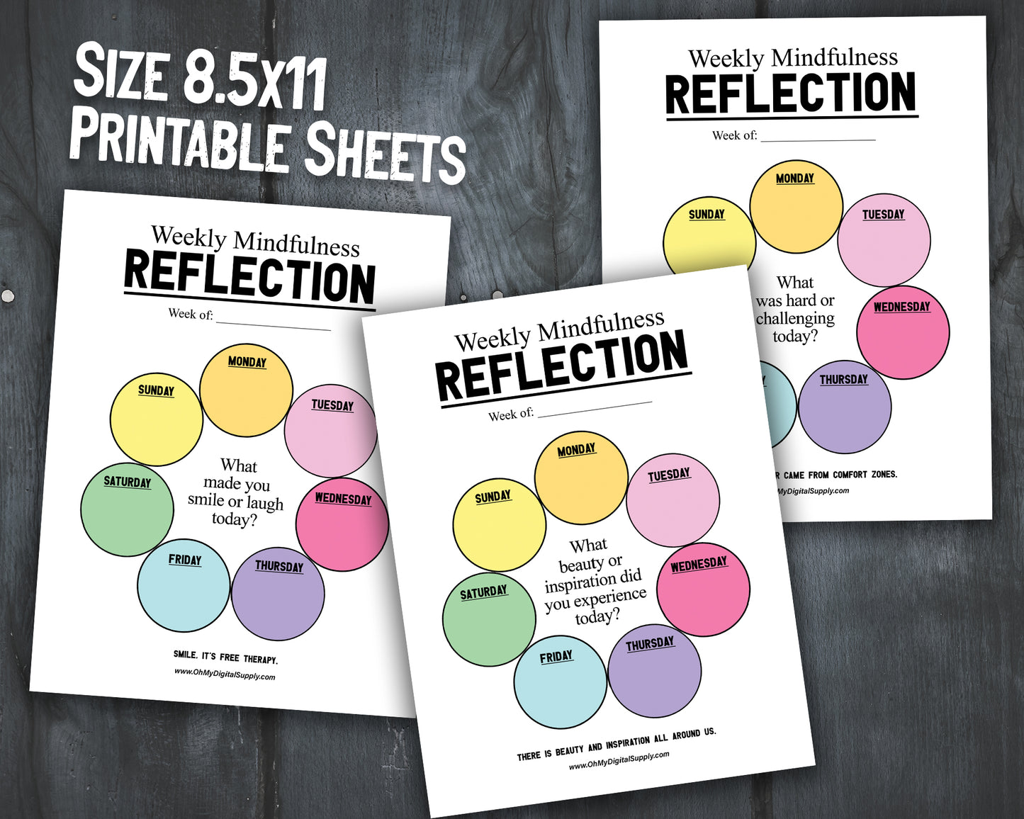 Printable Weekly & Daily Reflection & Mindfulness Prompts for Wellness Journaling