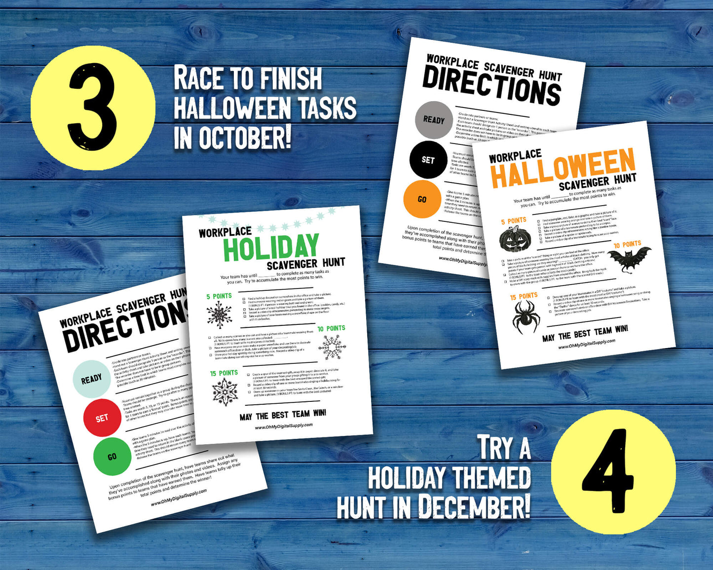 Workplace Scavenger Hunt Printables Bundle for Team Building, Icebreaker Staff Activities & Office Party Games