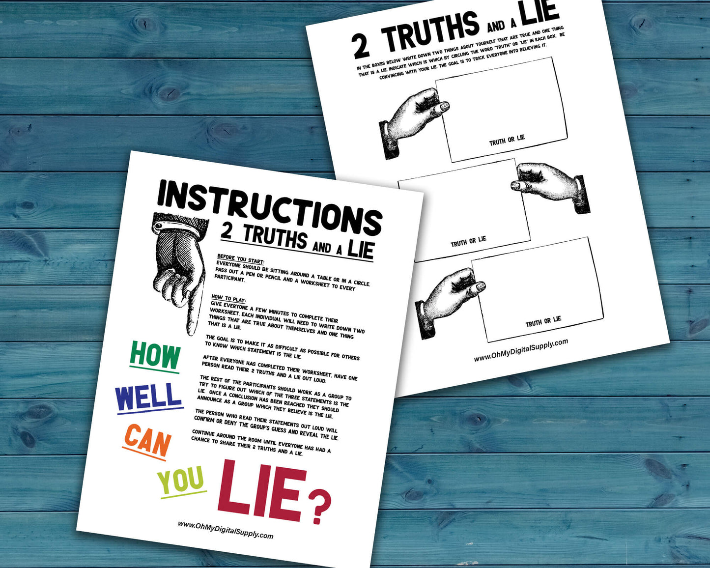 2 Truths and a Lie Printable Group Icebreaker & Team Building Activity
