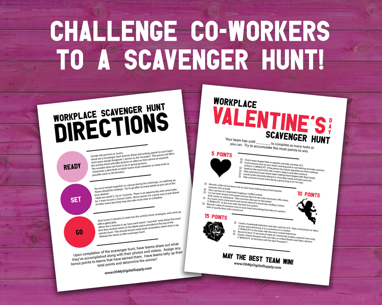 Valentine's Day Workplace Scavenger Hunt Printable Team Building Activity, Office Party Game, and Group Icebreaker