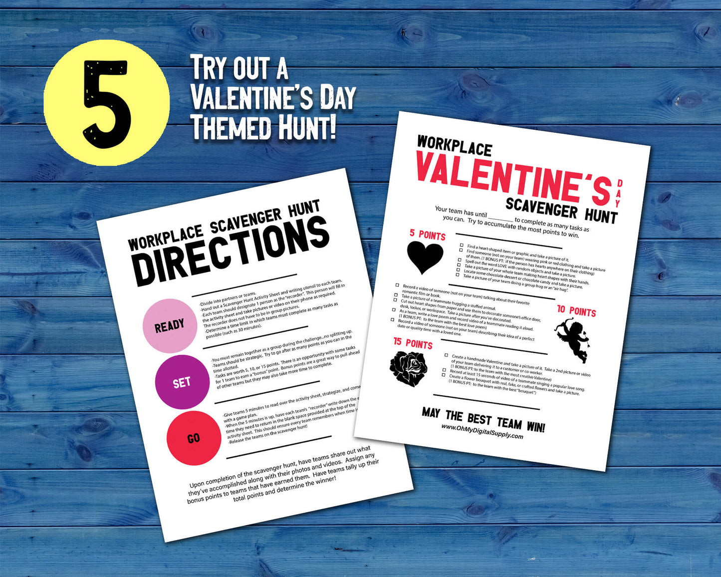 Workplace Scavenger Hunt Printables Bundle for Team Building, Icebreaker Staff Activities & Office Party Games