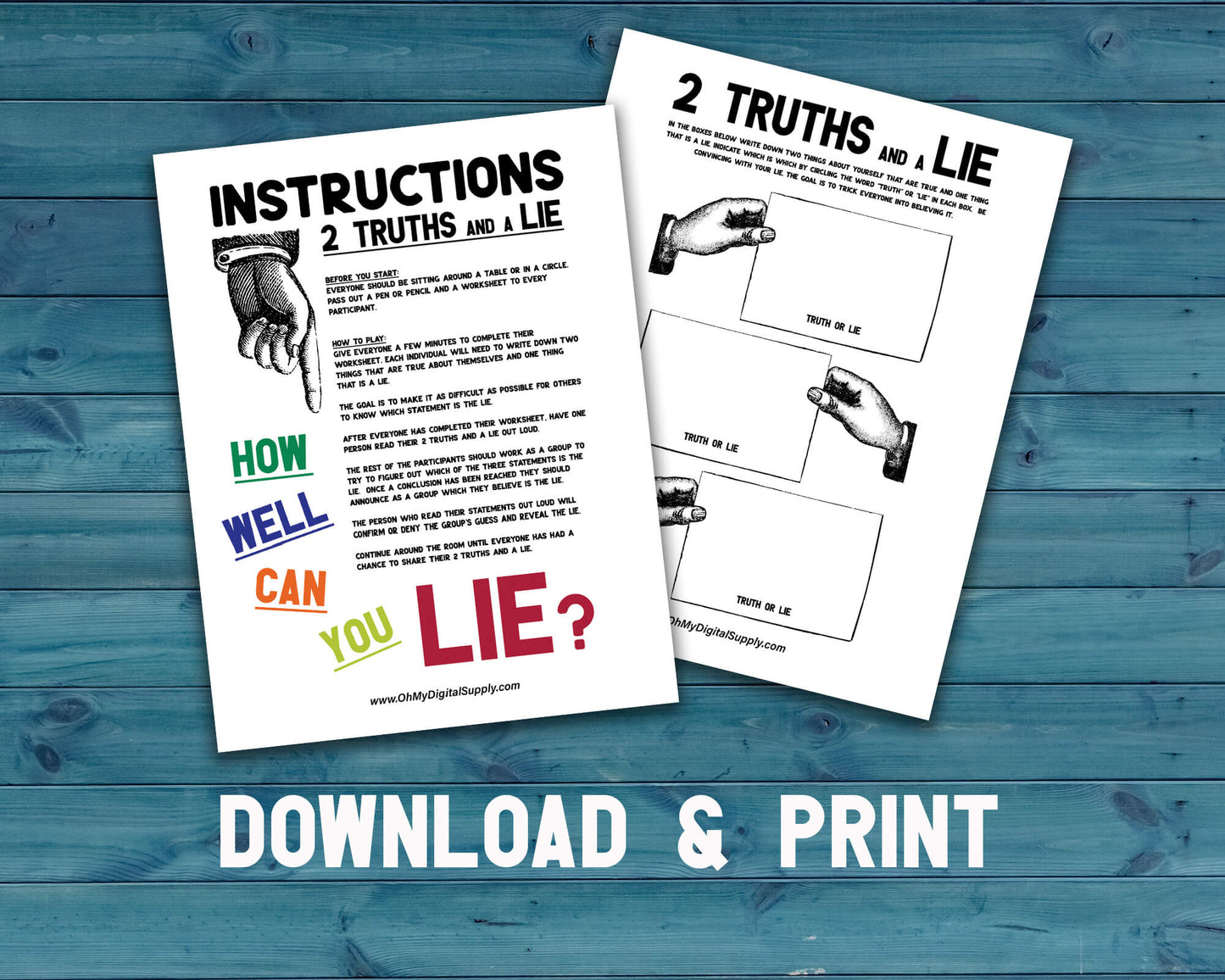 2 Truths and a Lie Printable Group Icebreaker & Team Building Activity