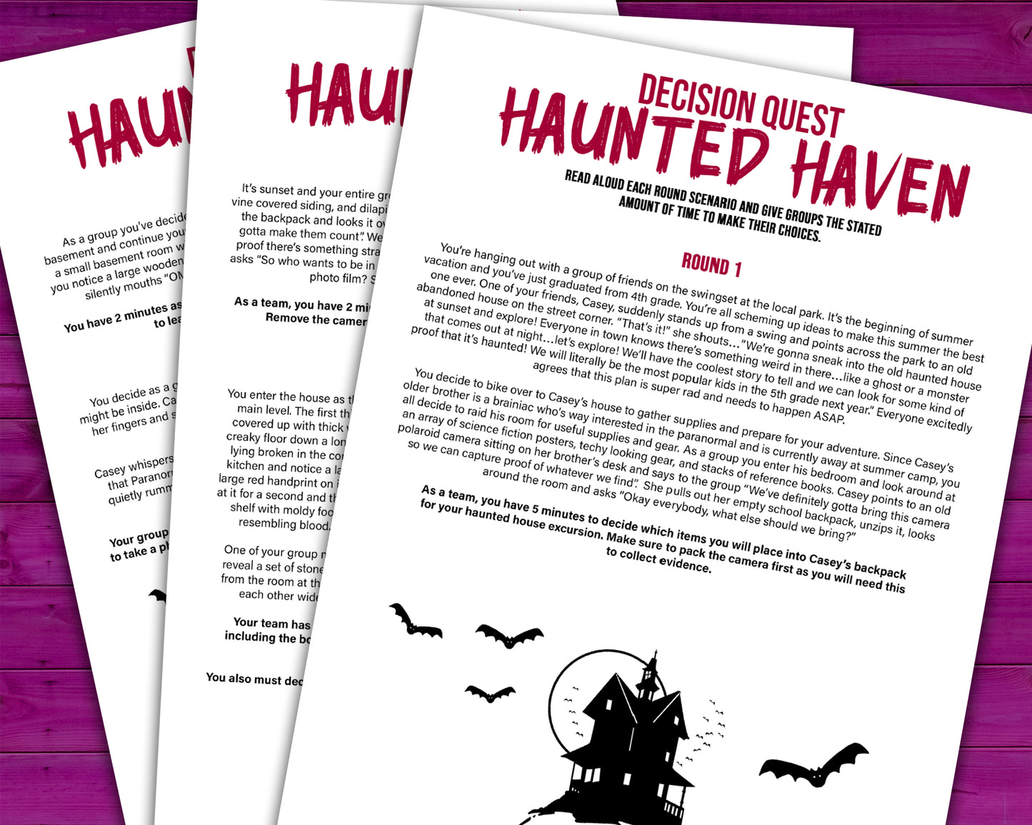 Try out this fun and spooky Haunted Haven group team building activity to get co-workers or friends communicating and making decisions against the clock. This is a great group activity for around Halloween