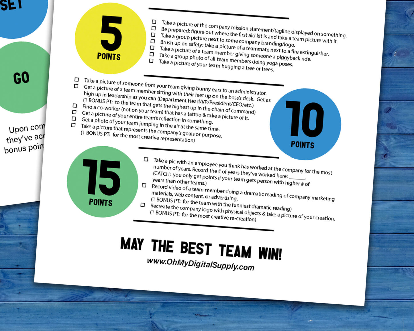 Workplace Scavenger Hunt Printable Team Building and Icebreaker Activity (Version #1)