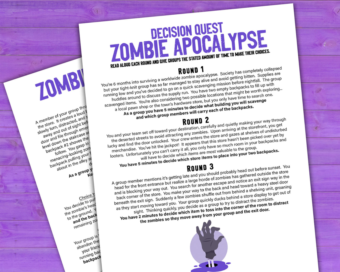 Zombie Apocalypse Decision Quest Group Team Building Activity and Icebreaker game.