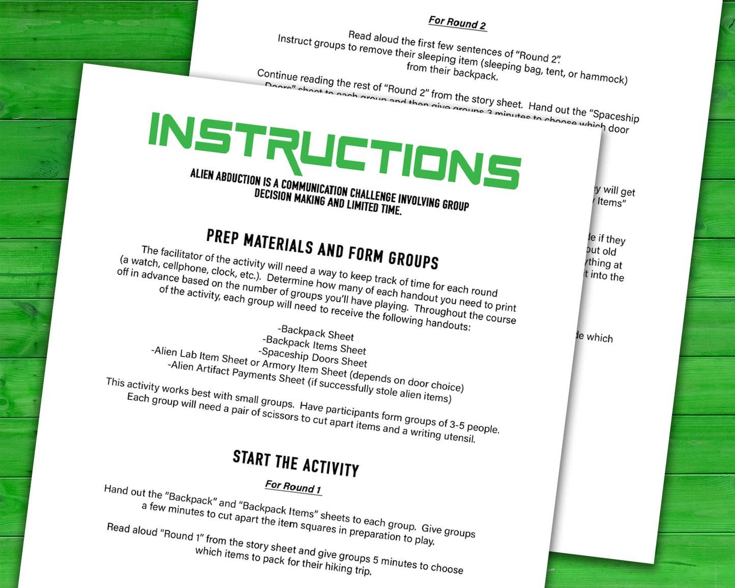 Alien Abduction Decision Quest Group Team Building Activity and Icebreaker game.