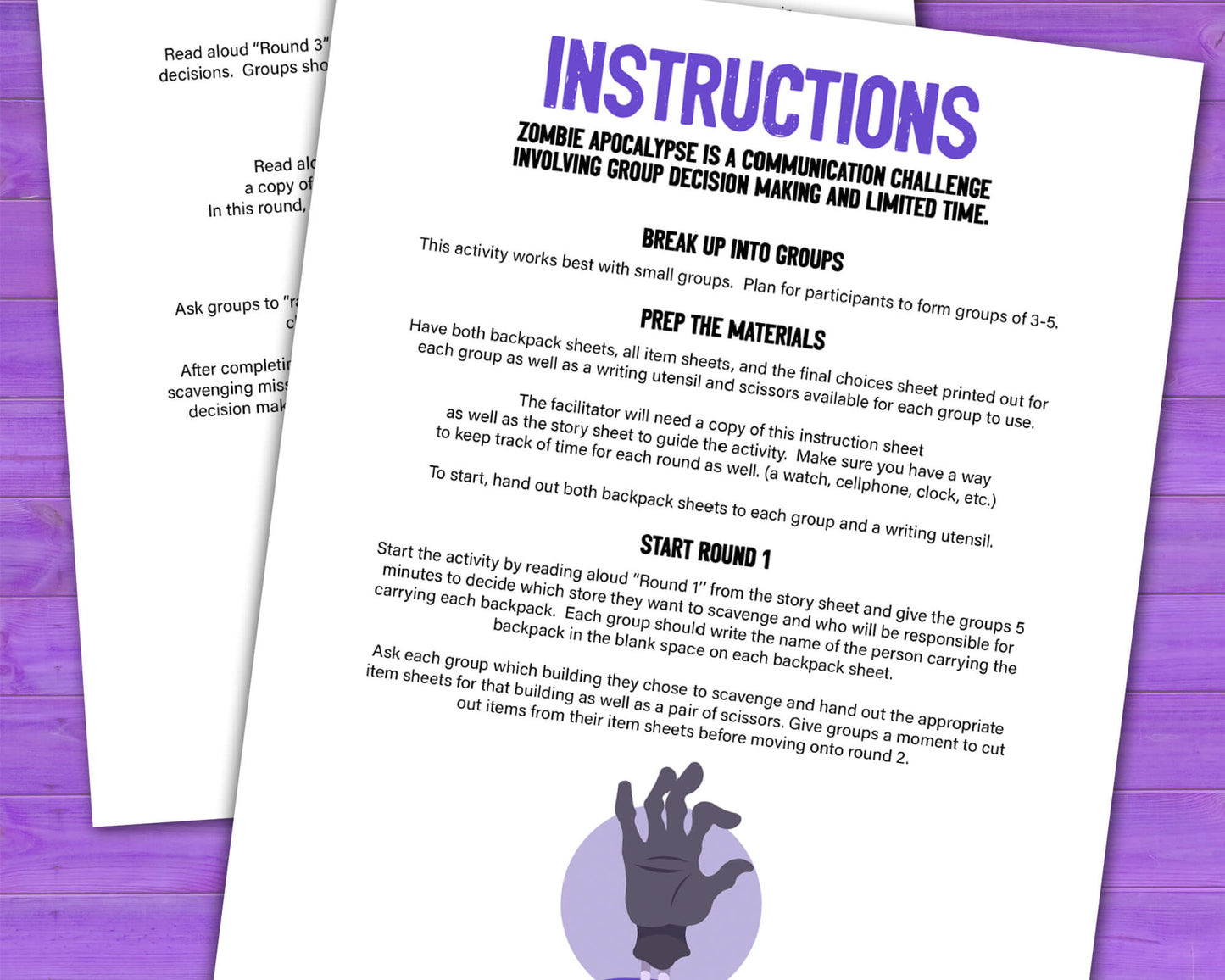 Zombie Apocalypse Decision Quest Group Team Building Activity and Icebreaker game.