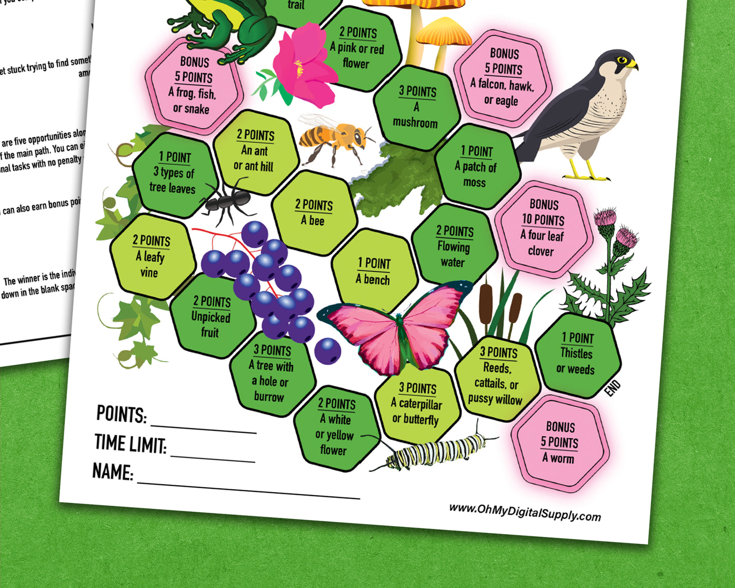 A bundle of four printable nature trek outdoor scavenger hunts for spring, summer, fall, and winter. A competitive team building activity where each spot on the worksheet has an item you need to find to earn points.
