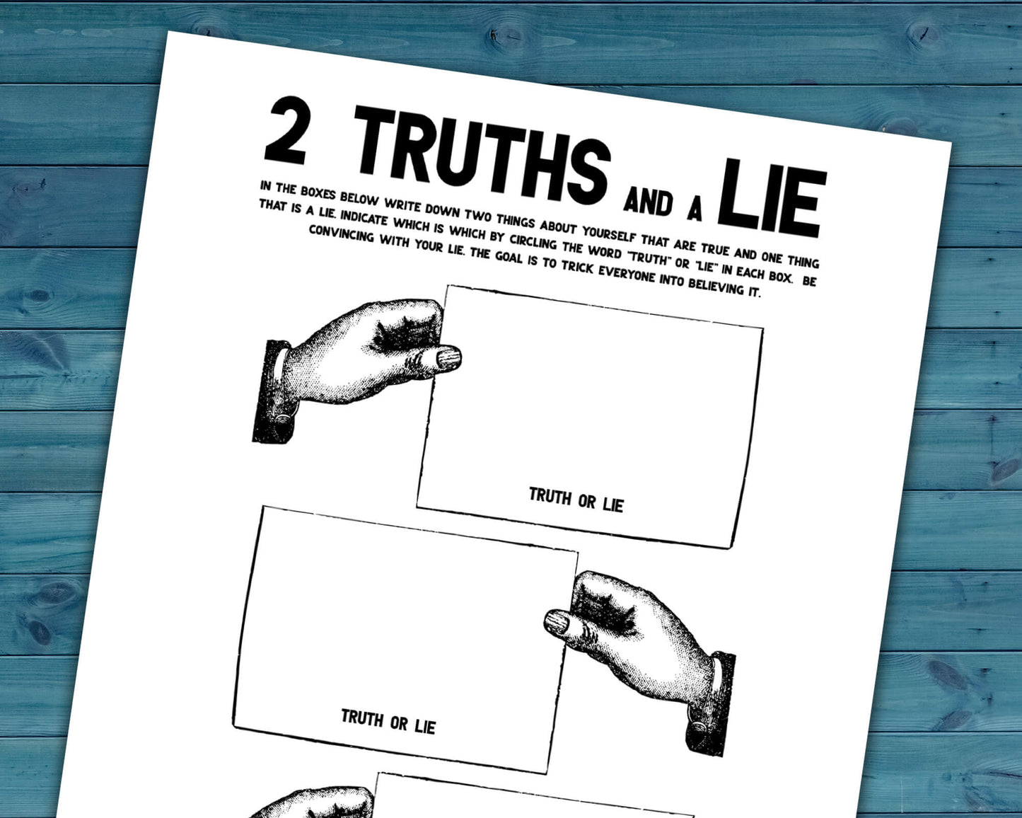2 Truths and a Lie Printable Group Icebreaker & Team Building Activity