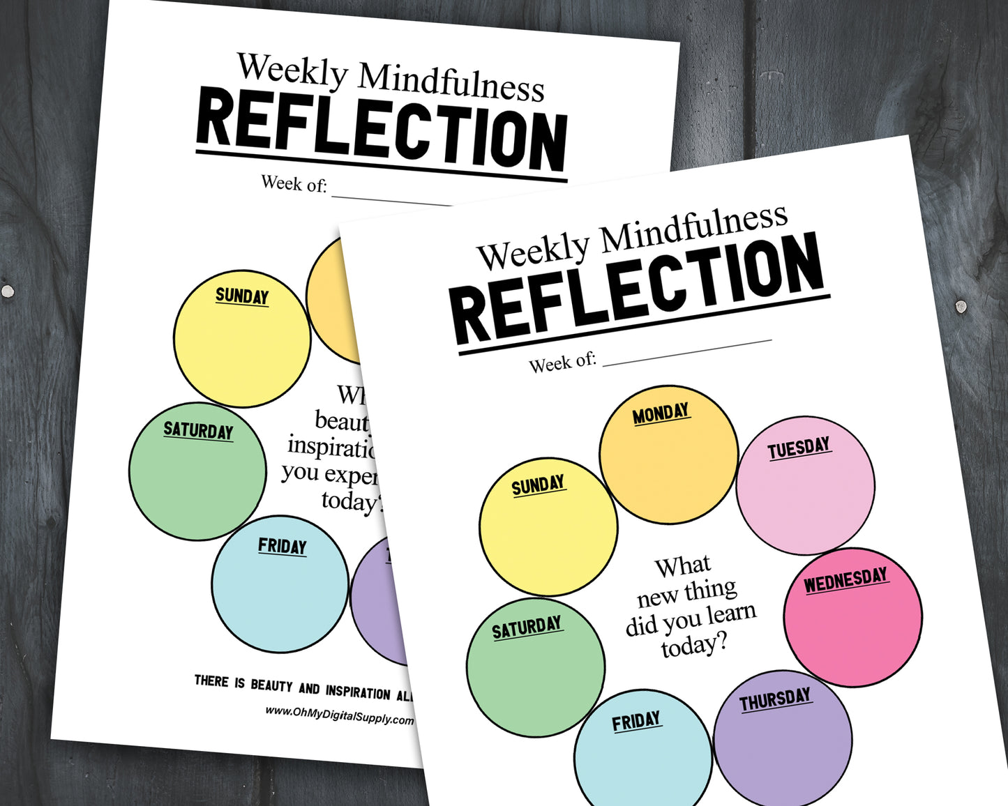 Printable Weekly & Daily Reflection & Mindfulness Prompts for Wellness Journaling