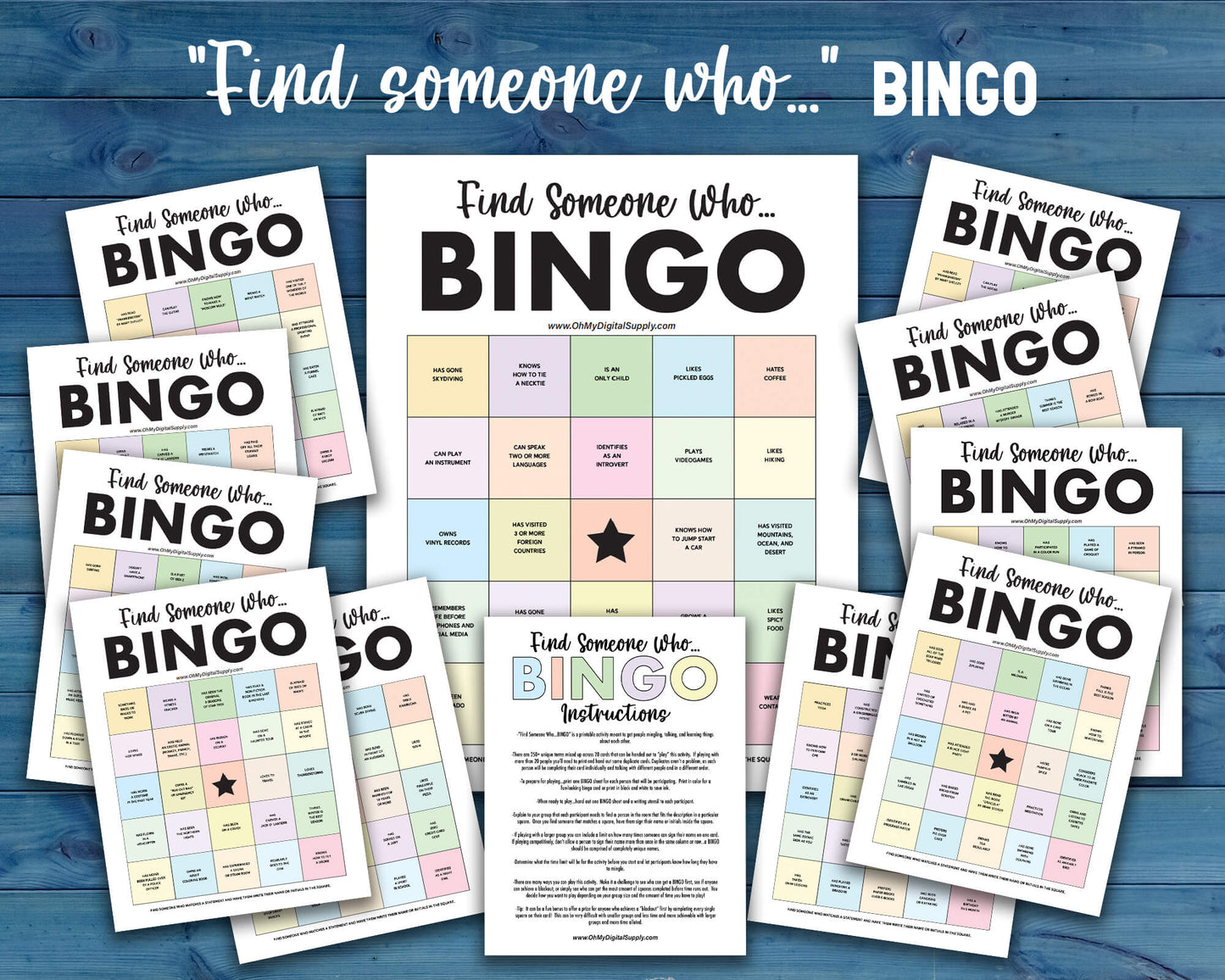 Find Someone BINGO Printable Group Icebreaker Activity, Human BINGO Get to Know You Challenge
