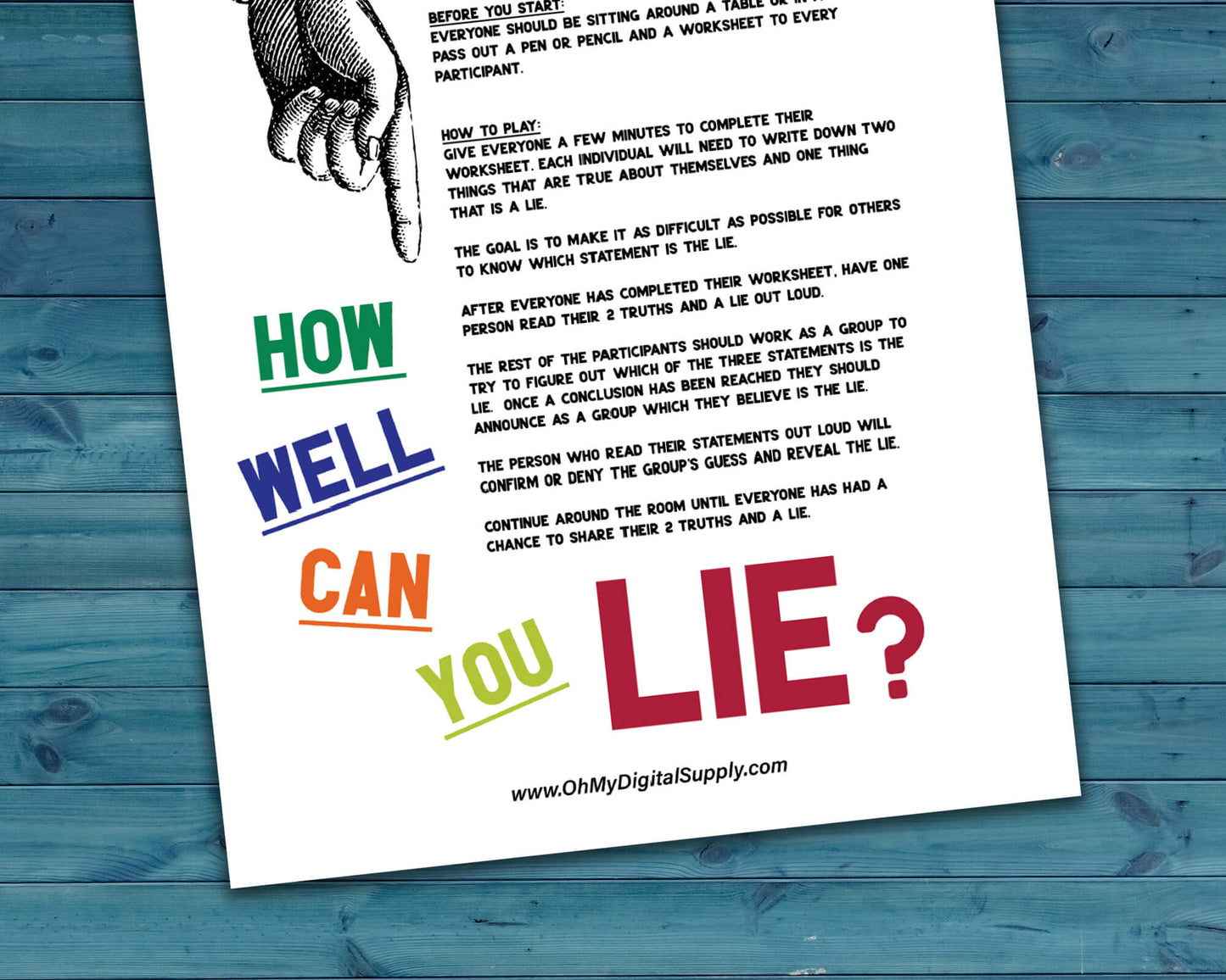 2 Truths and a Lie Printable Group Icebreaker & Team Building Activity