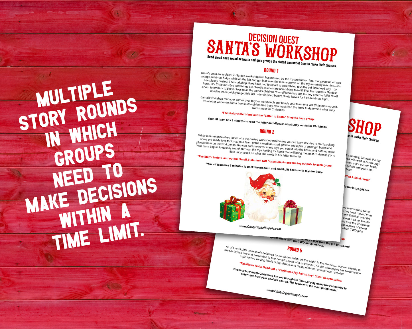 Work on team building with Santa's Workshop...a ready to print Christmas themed group icebreaker activity. Communication and team decision-making are required as teams navigate through a multi-round themed scenario.