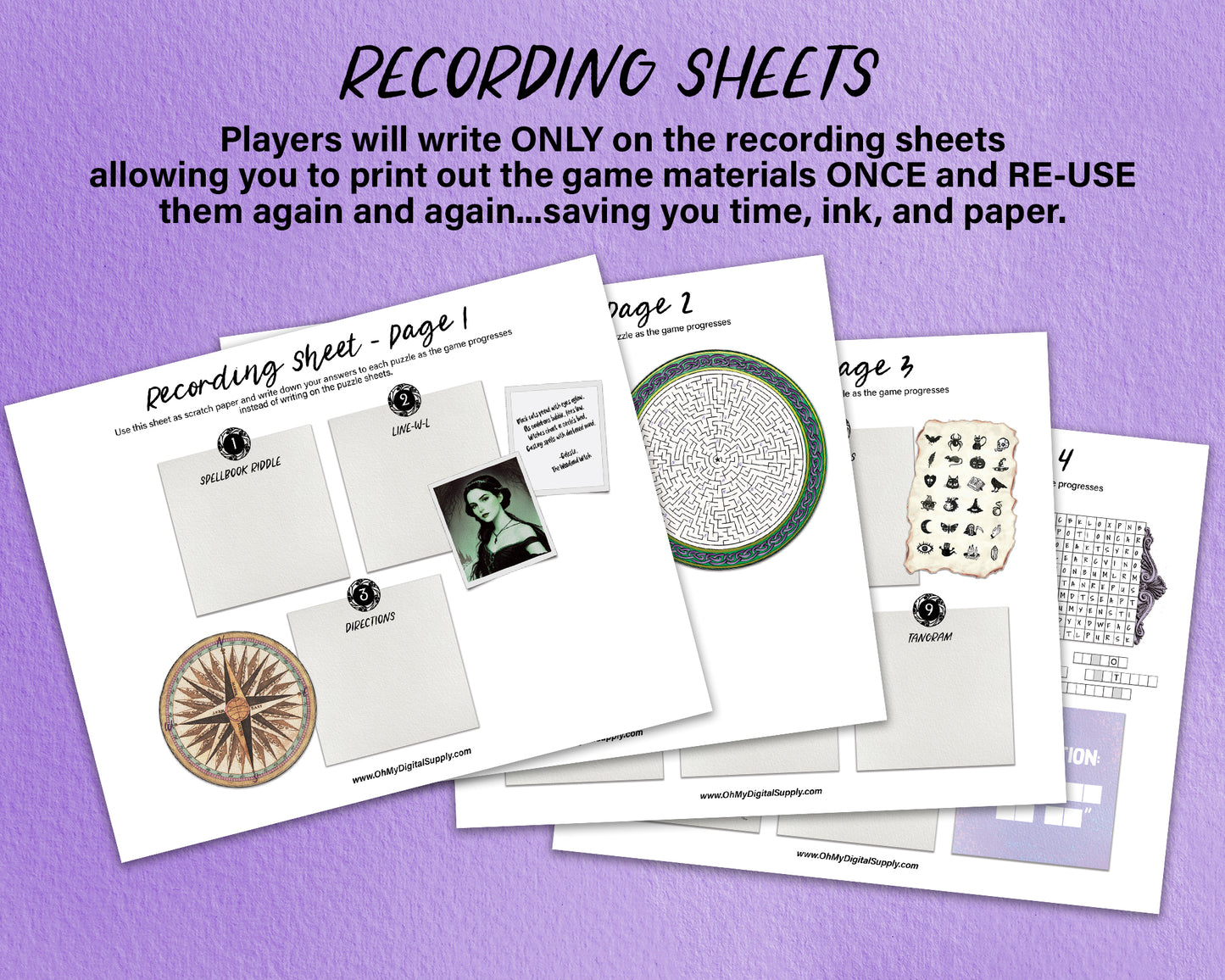 A printable group escape room game called Witch's Hex. This supernatural themed team building activity involves 13 puzzles and a final incantation that must be solved in order to save your friend from a witch's hex.