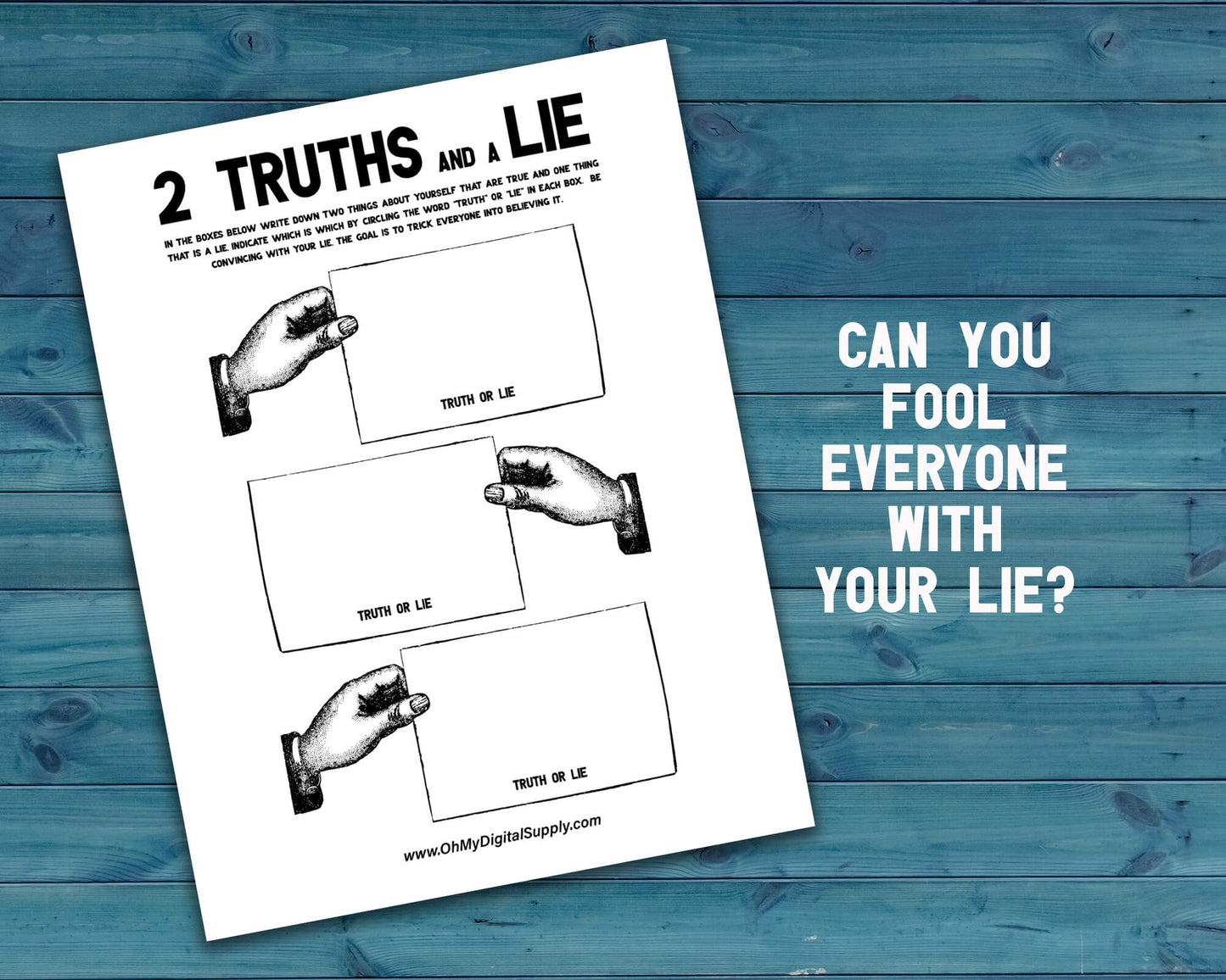 2 Truths and a Lie Printable Group Icebreaker & Team Building Activity