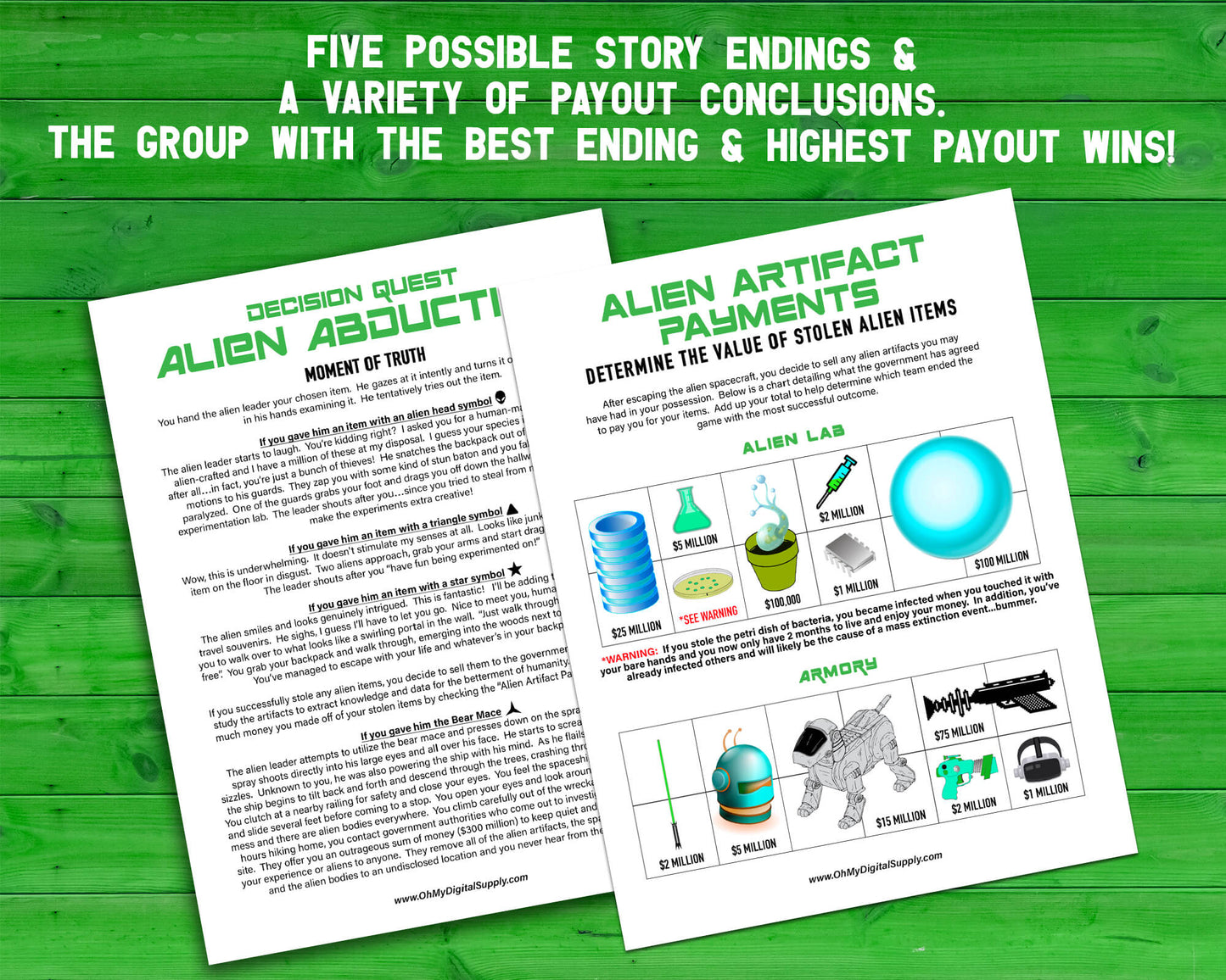 Alien Abduction Decision Quest Group Team Building Activity and Icebreaker game.