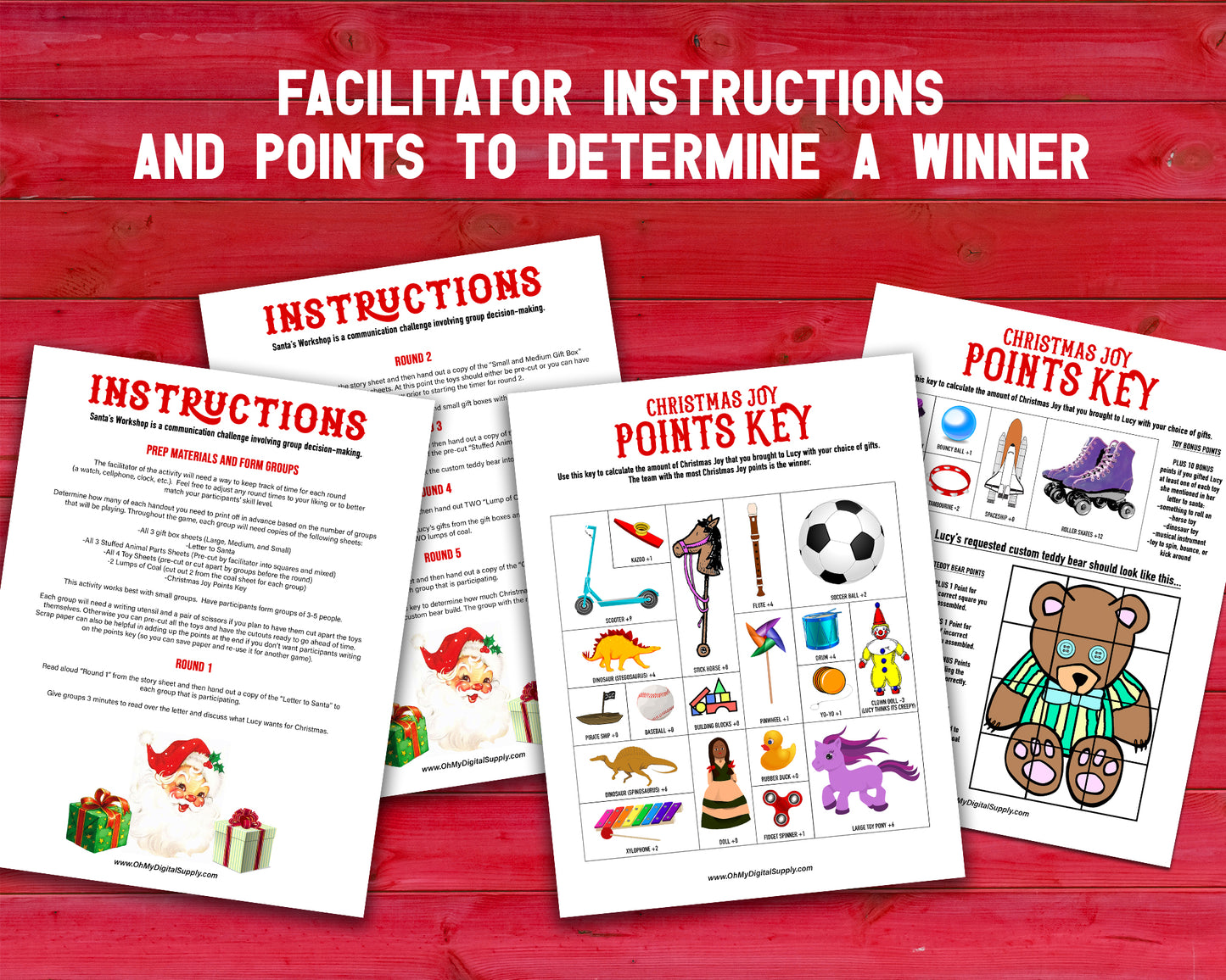Work on team building with Santa's Workshop...a ready to print Christmas themed group icebreaker activity. Communication and team decision-making are required as teams navigate through a multi-round themed scenario.