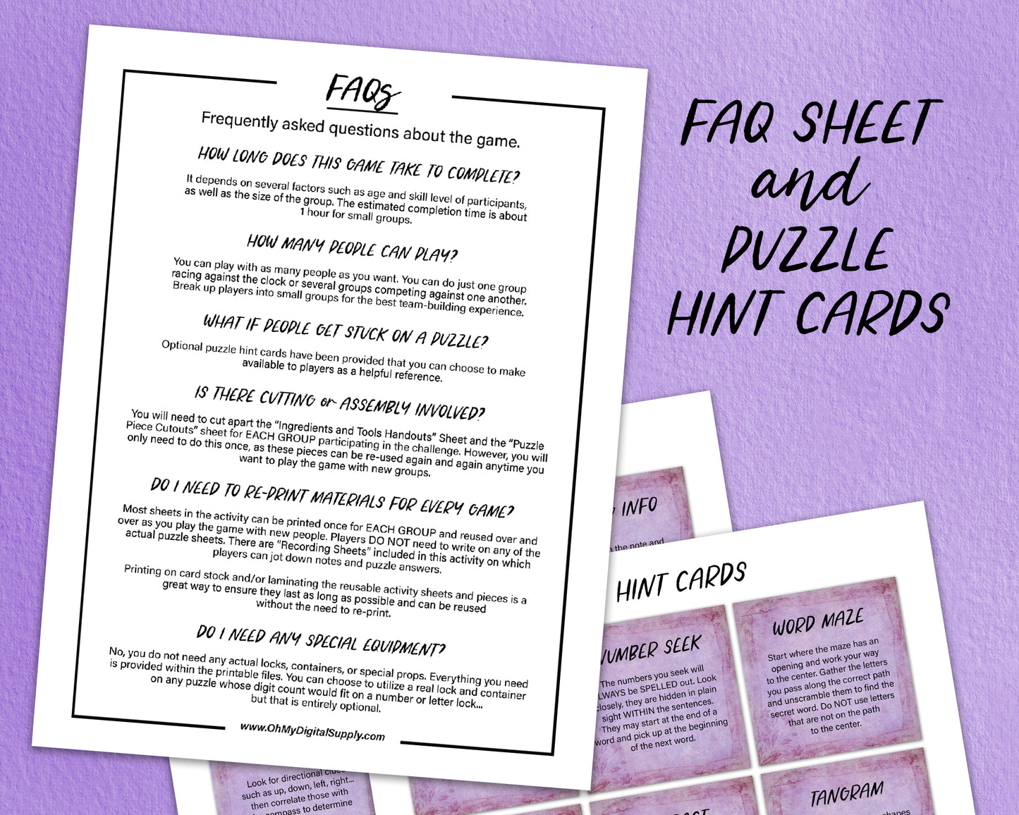 A printable group escape room game called Witch's Hex. This supernatural themed team building activity involves 13 puzzles and a final incantation that must be solved in order to save your friend from a witch's hex.