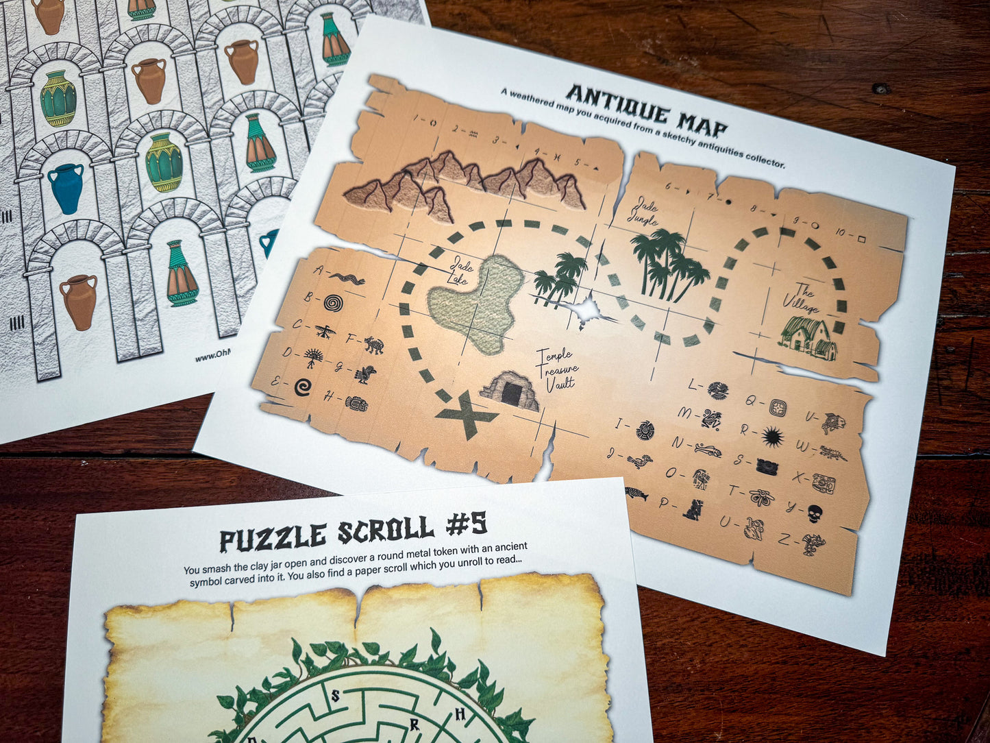 Temple Treasure Escape Room printable game. Play as a team building activity, icebreaker challenge, or group puzzle challenge. A jungle themed group party game.