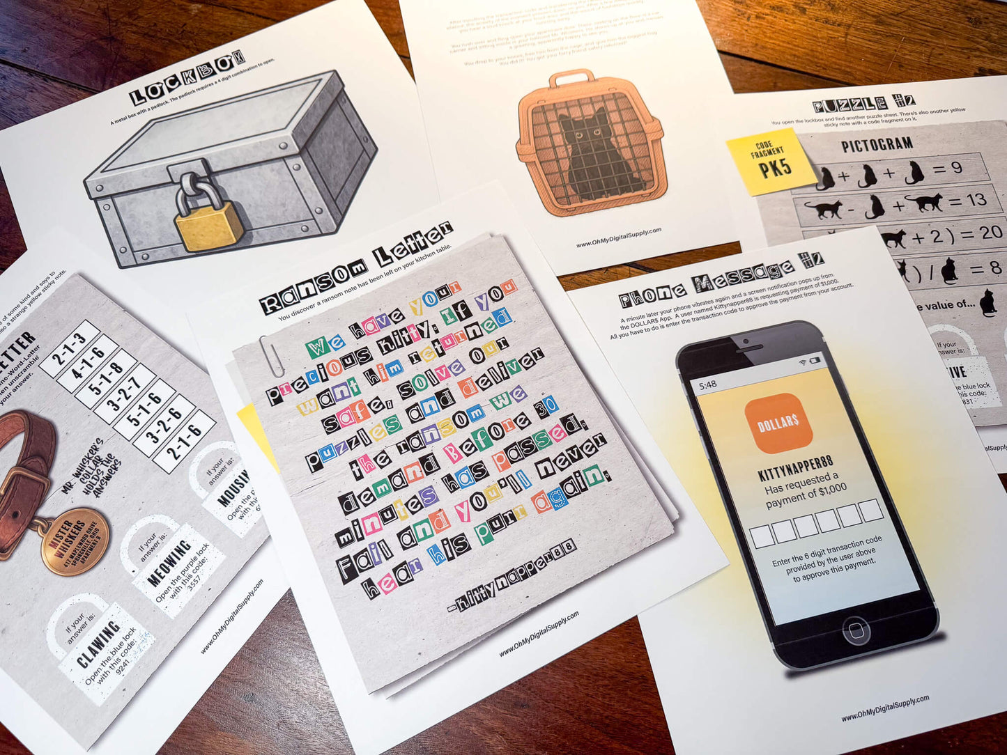 Ransom Note Printable Escape Room Game, team-building activity, group puzzle challenge, and icebreaker game in the form of printable PDFs.