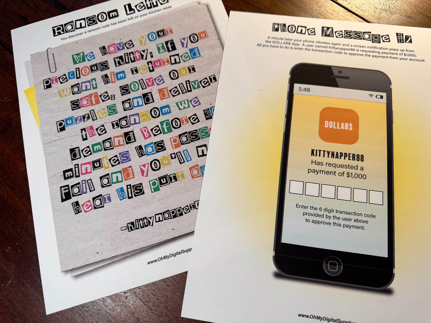 Ransom Note Printable Escape Room Game, team-building activity, group puzzle challenge, and icebreaker game in the form of printable PDFs.