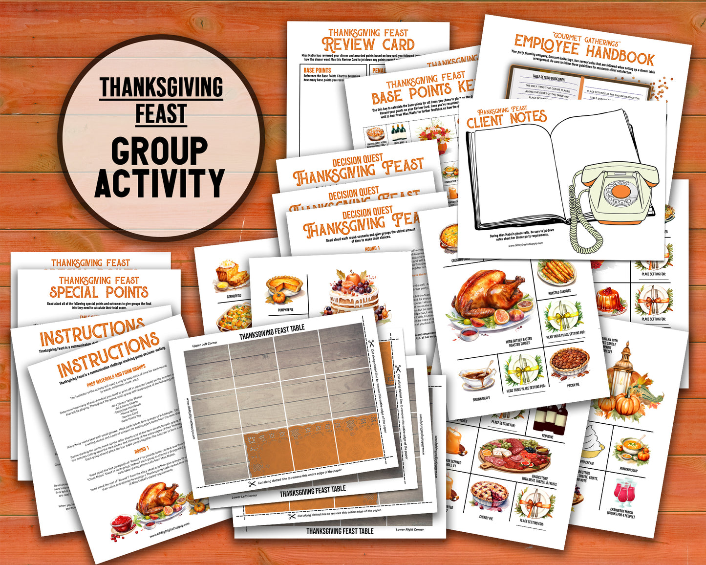 Try out this fun fall seasonal Thanksgiving Feast group team building activity to get co-workers or friends communicating and making decisions against the clock. This is a great group activity for around November and Autumn.