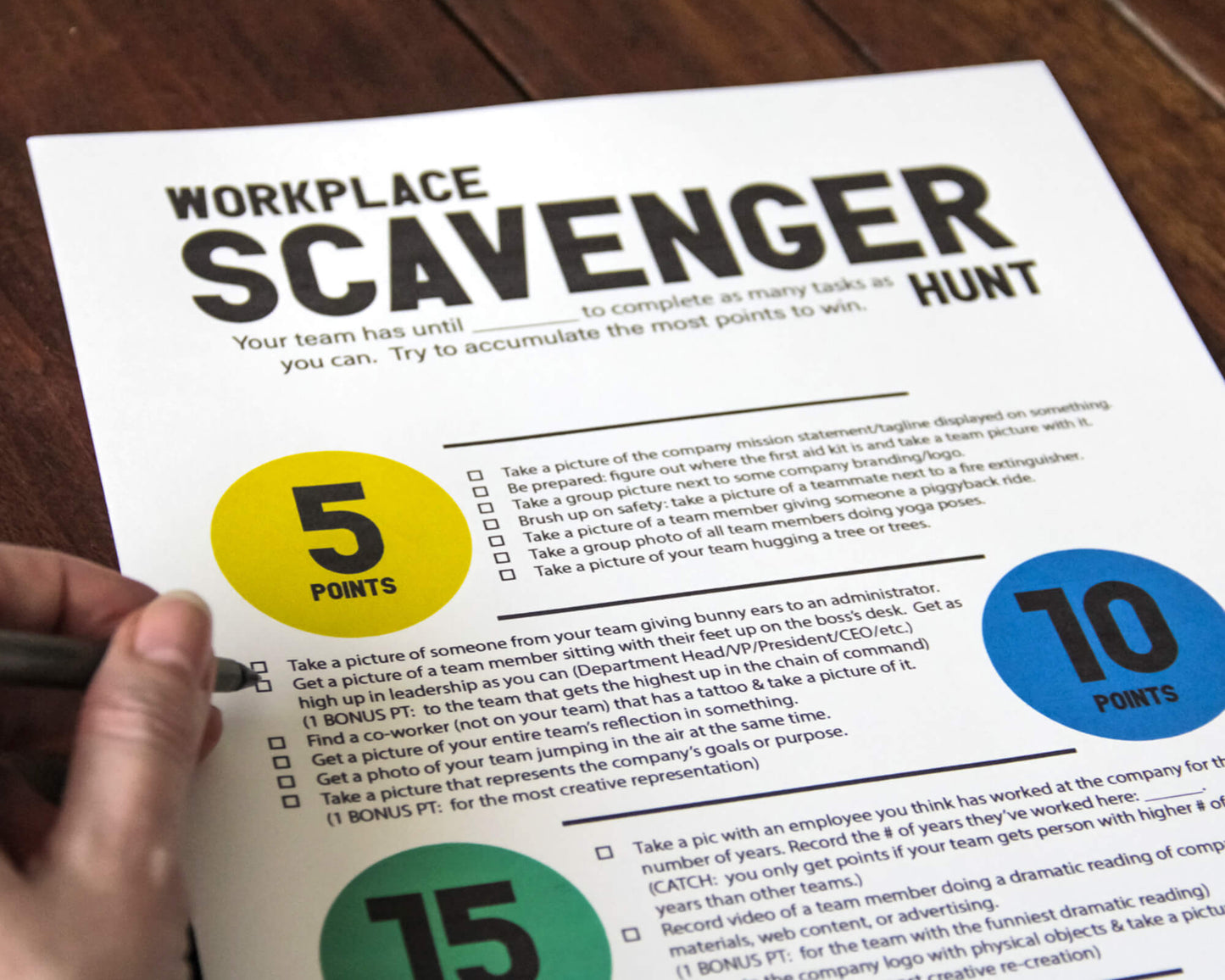 Workplace Scavenger Hunt Printable Team Building and Icebreaker Activity (Version #1)