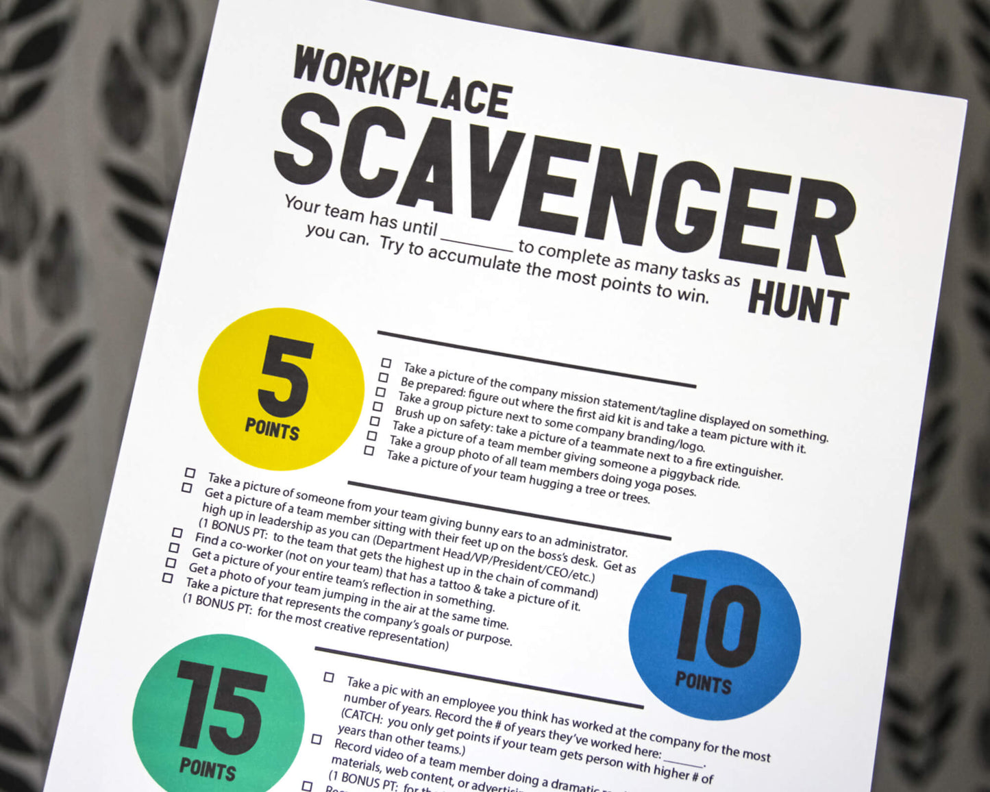 Workplace Scavenger Hunt Printables Bundle for Team Building, Icebreaker Staff Activities & Office Party Games