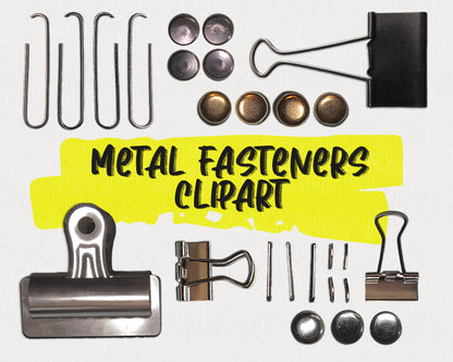 Metal Fasteners Clipart Pack with PNG Files for Commercial Use