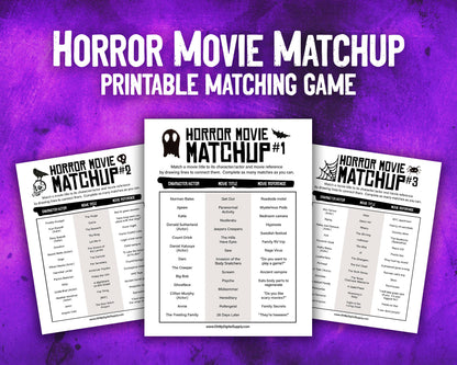 Horror Movie Matchup Printable Film Trivia Matching Game