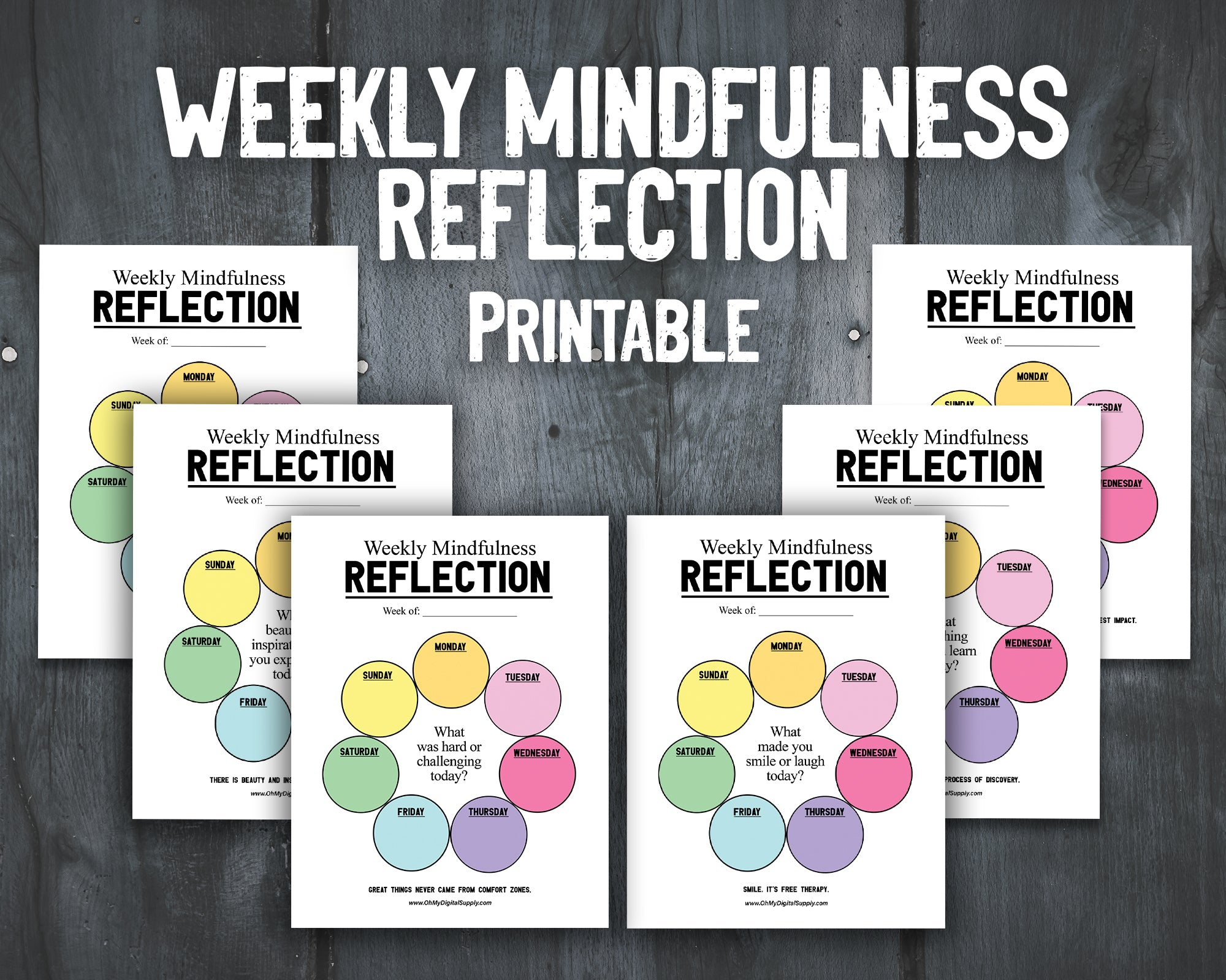 Printable Weekly & Daily Reflection & Mindfulness Prompts for Wellness ...