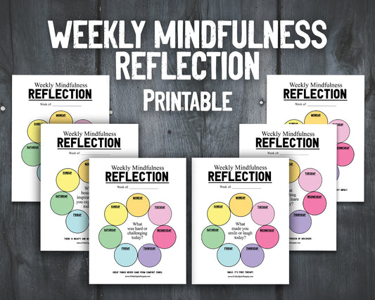 Printable Weekly & Daily Reflection & Mindfulness Prompts for Wellness Journaling