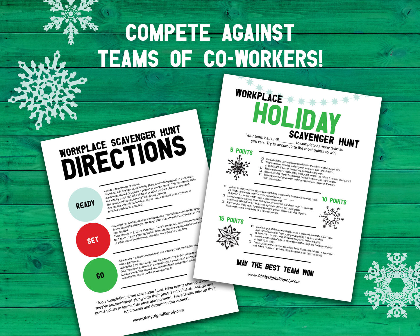 Christmas Holiday Workplace Scavenger Hunt Printable Team Building Activity, Icebreaker, and Office Staff Game