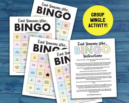 Find Someone BINGO Printable Group Icebreaker Activity, Human BINGO Get to Know You Challenge