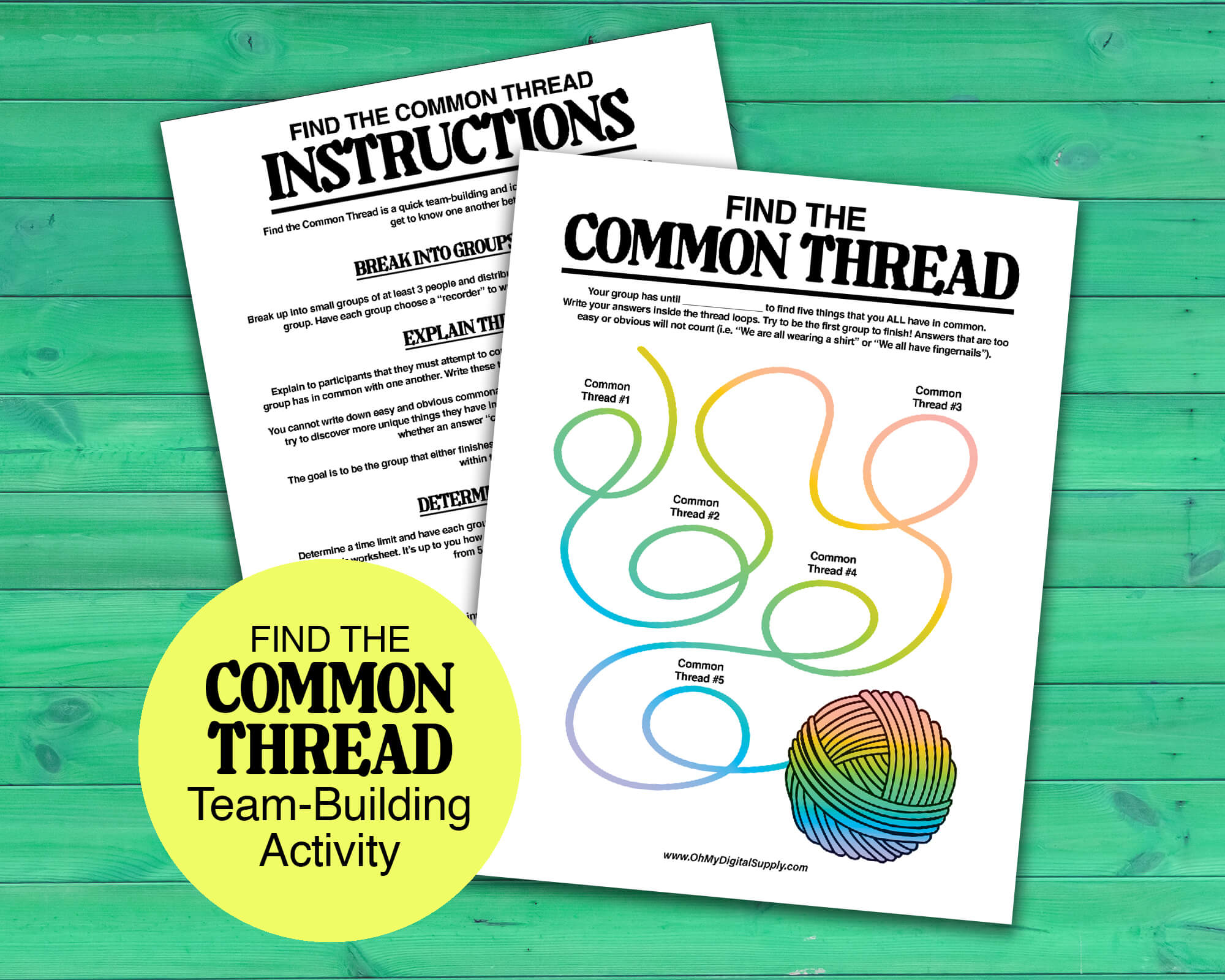 Quick Common Thread Model Find the Common Thread Quick Group Team Building Activity & Icebreaker ...