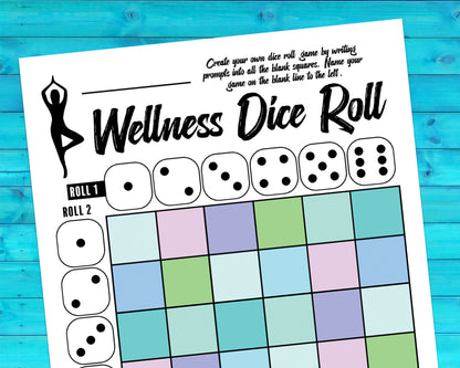 Wellness Dice Roll Printable Decision Game, Dice Roll Wellness Activity for Self Care and Physical and Mental Health