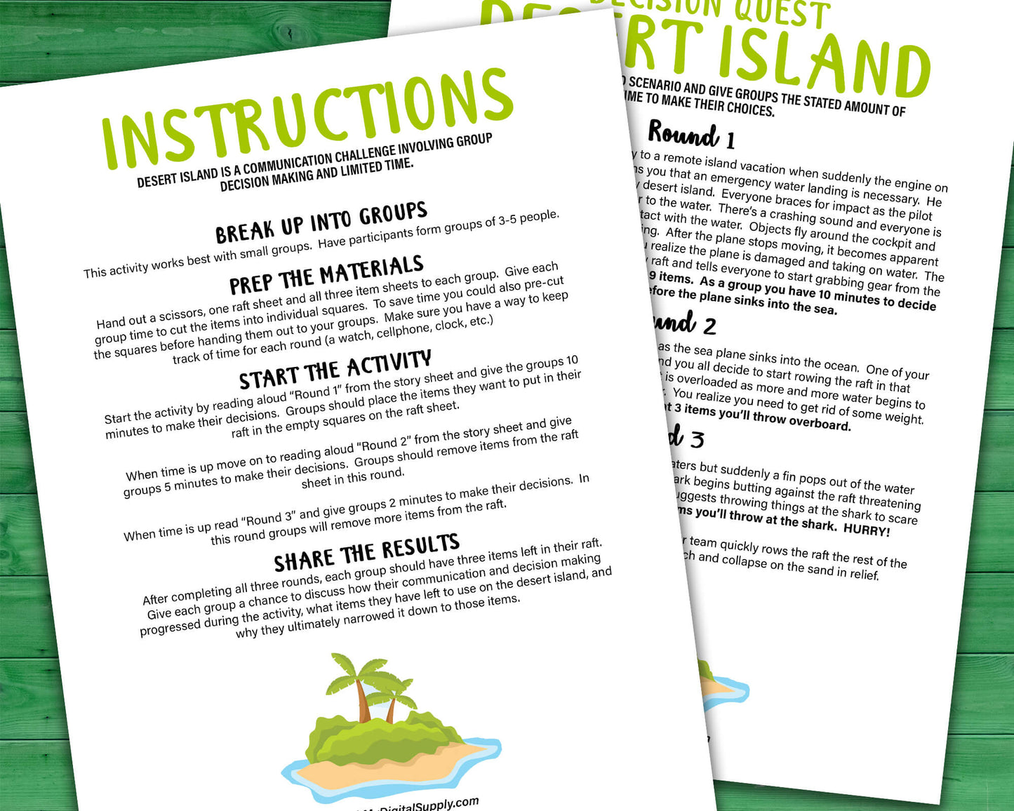 Desert Island small group team building activity and icebreaker game. A printable PDF digital download.