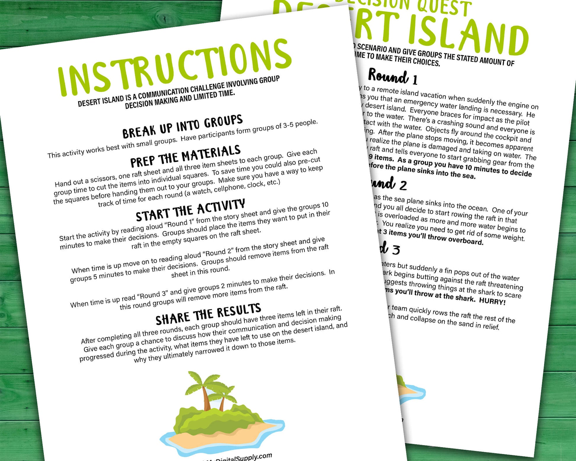Desert Island small group team building activity and icebreaker game. A printable PDF digital download.